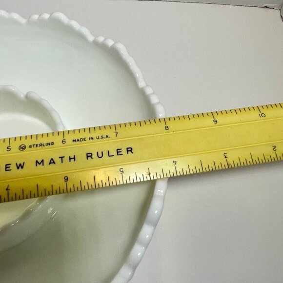 Vintage Fenton Hobnail Scalloped Edge Milk Glass Serving Dish with Center Divide - Picture 8 of 9